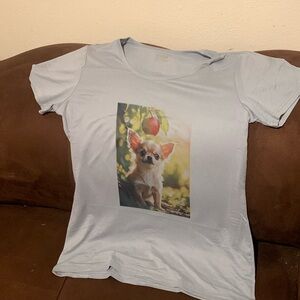 Ladies tee shirt cute dog polyester soft size large